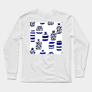 Retro blue and white jars Long Sleeve T-Shirt